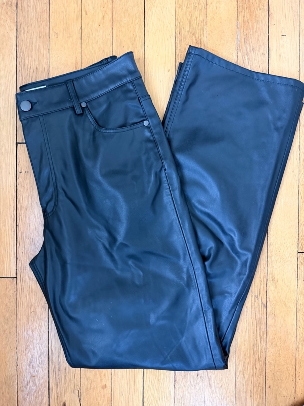 Zara Black Faux Leather Jeans